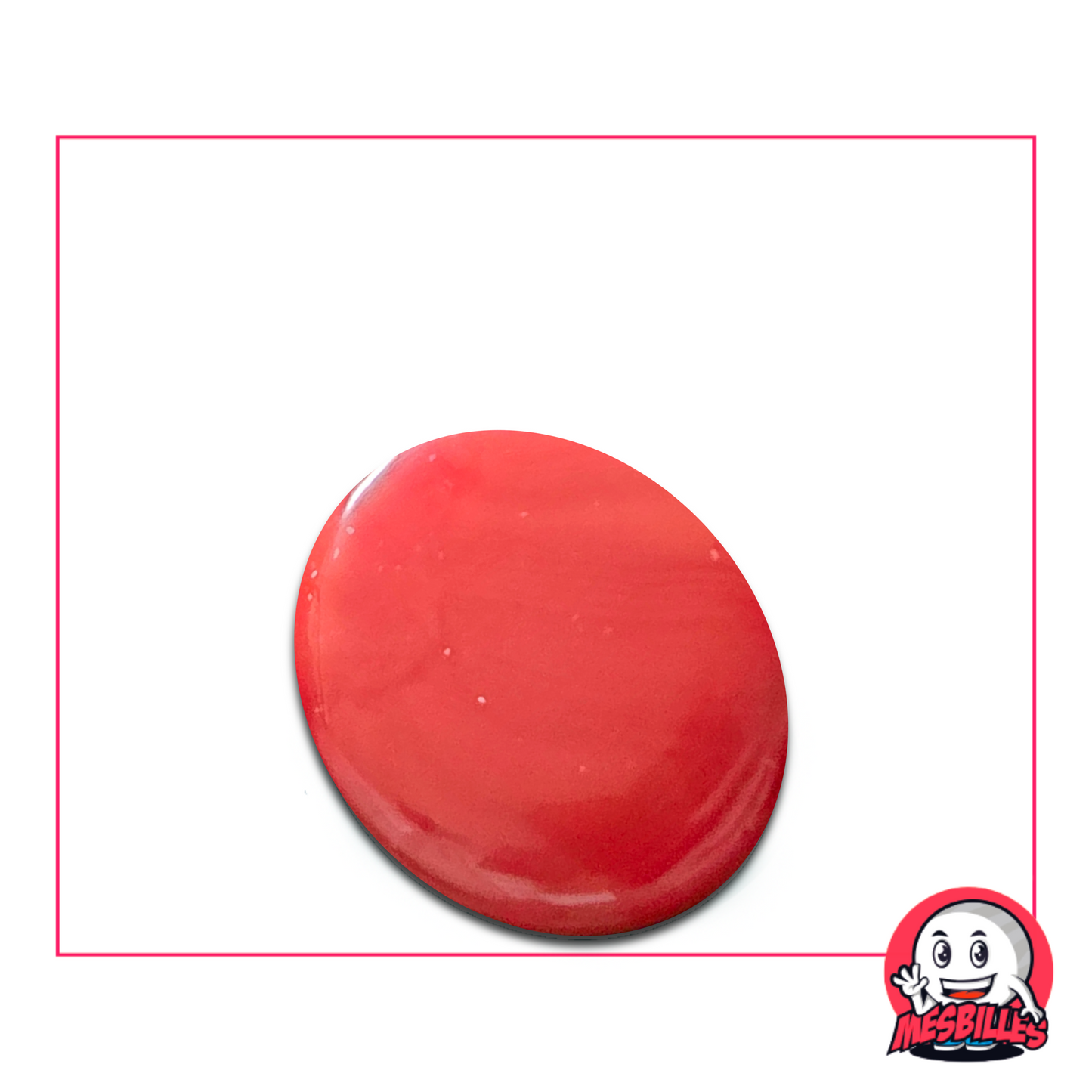 Canica plana roja mate de 30 mm llamada Perla Amapola, vendida por unidades en MisCanicas.com
