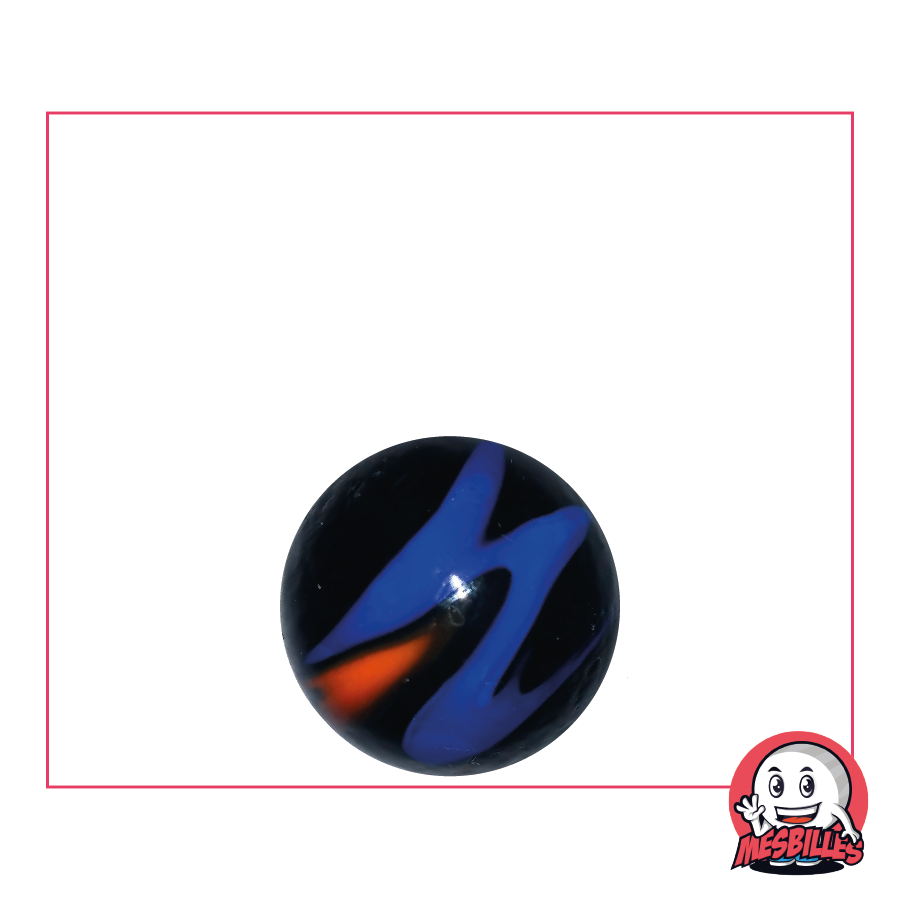 Canica Diabolic Azul 16 mm, enigmática negra con rayas azules para los futuros Sherlock Holmes