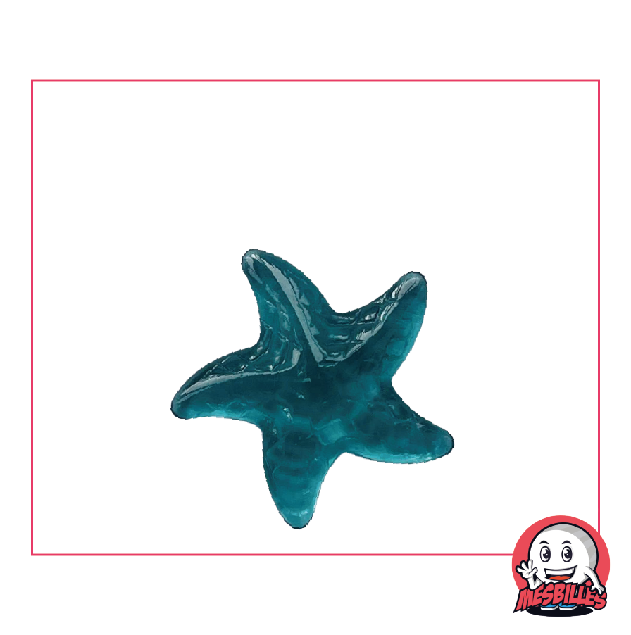 Canica Extraplana Estrella de Mar Azul Intenso, el misterio de las profundidades de las Canicas con forma en MisCanicas