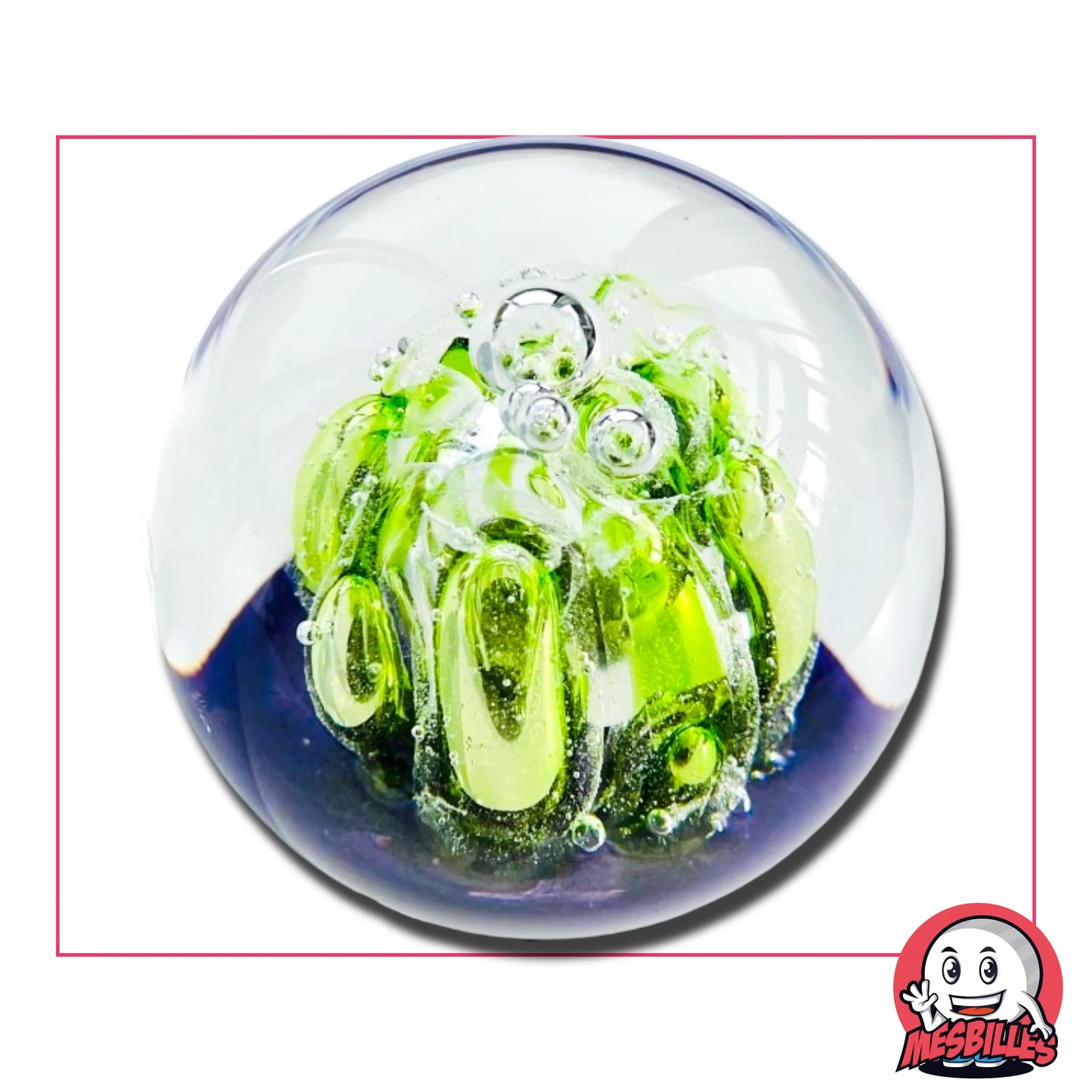 Bille unique réalisée par un artisan verrier Français, 85 mm x 85 mm x 85 mm