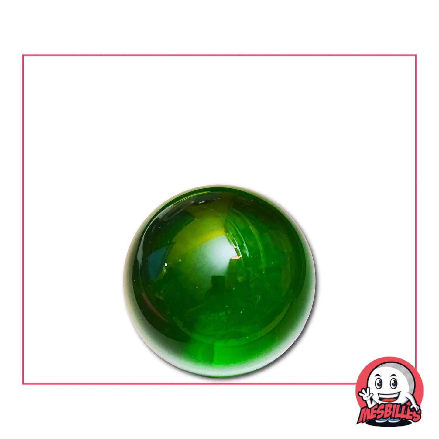 Mini-Calot Loupe Vert, bille en verre de 20 mm, en provenance de la République Tchèque, le pays du verre de Bohème.