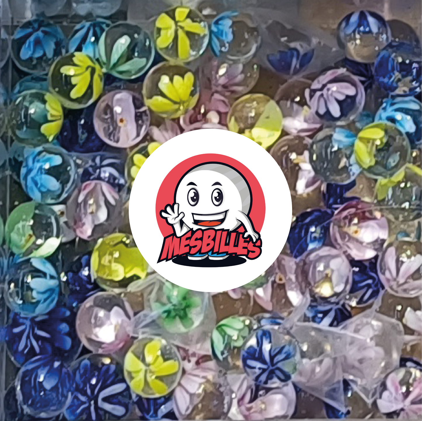 1 Canica de Arte Flor 3D Amarillo 22 mm