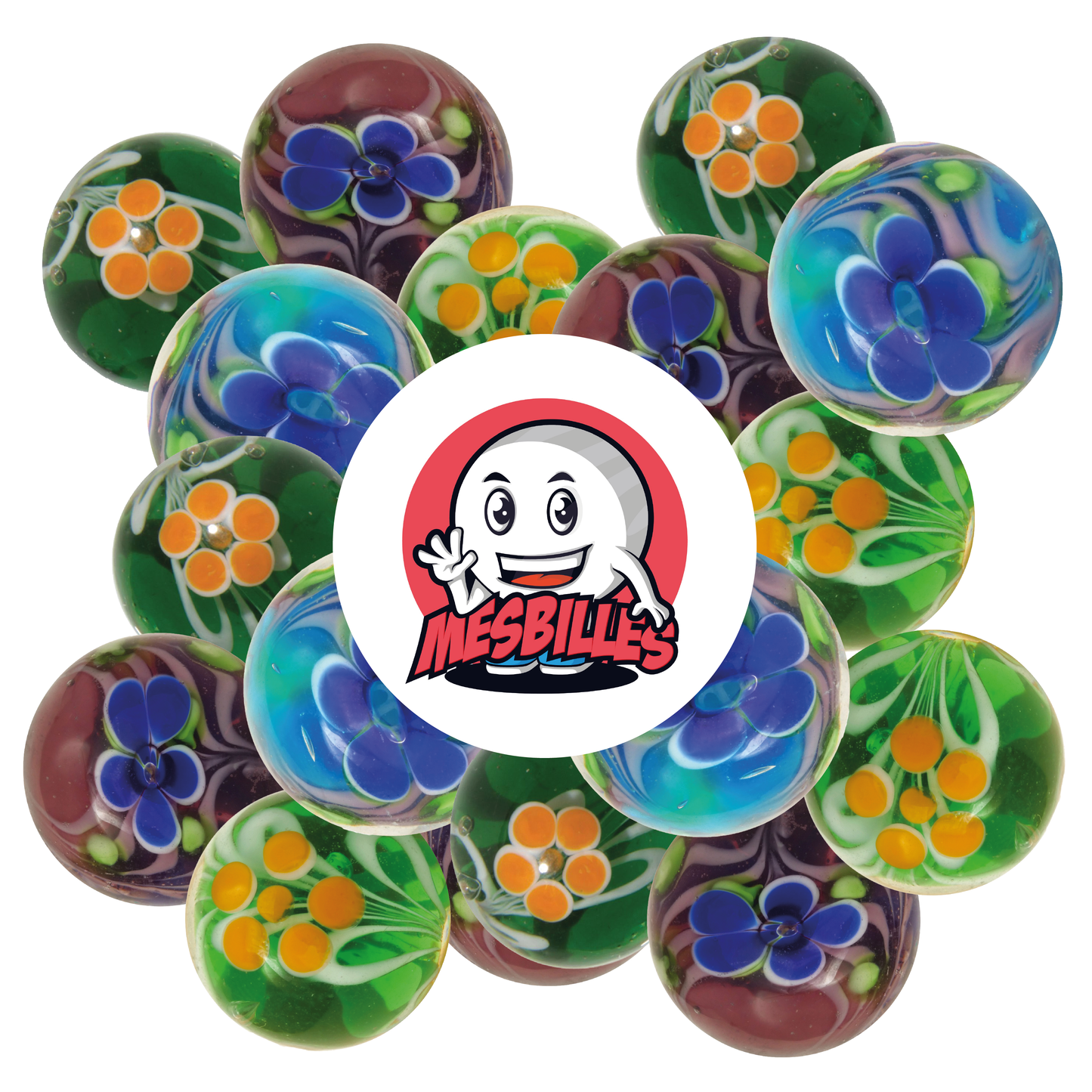 1 Canica Arte Floral Violeta 16 mm