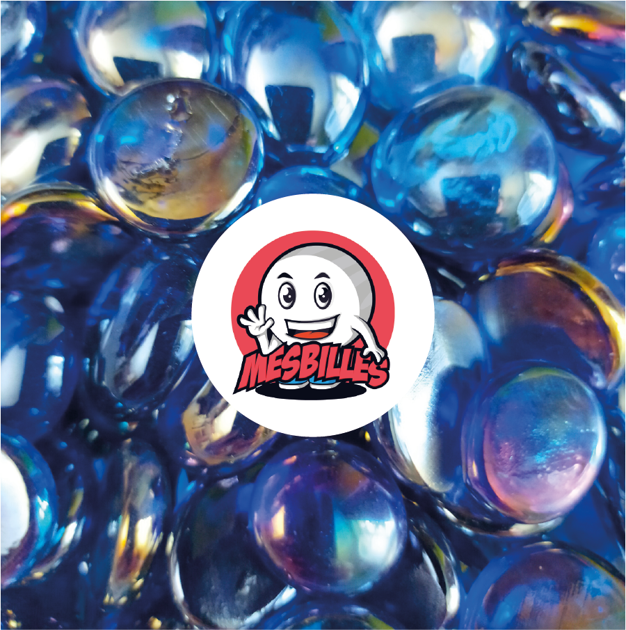 1 Canica Plana 12 mm Irisada Azul Claro