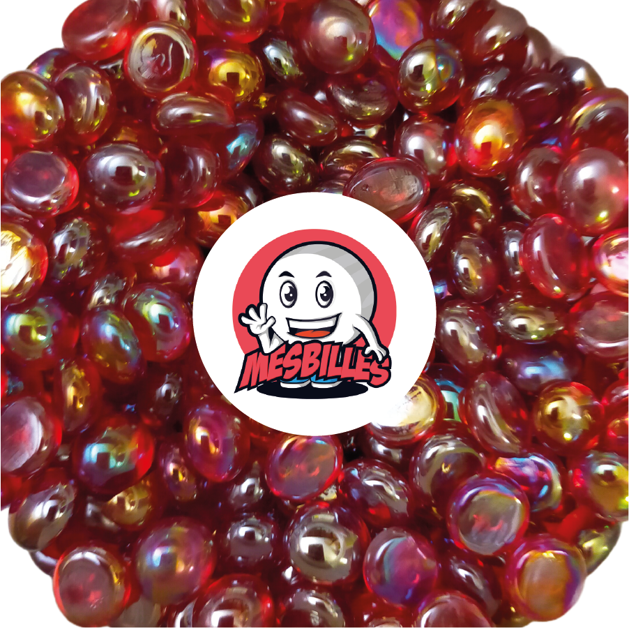 1 Canica Plana 12 mm Irisada Roja