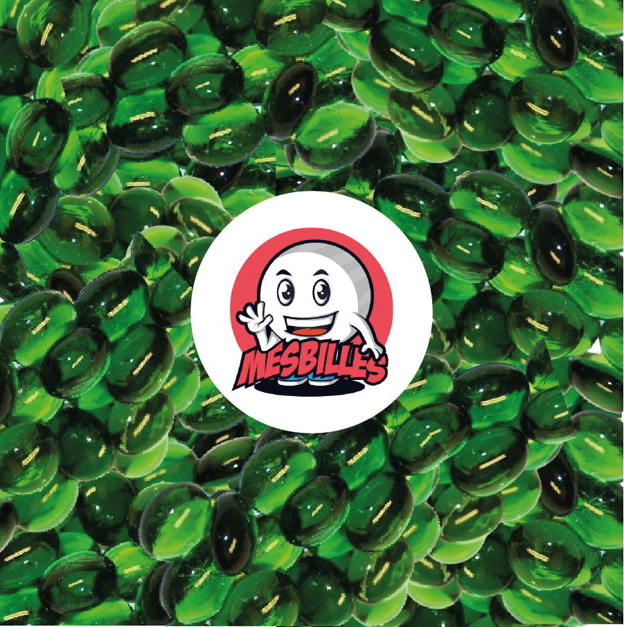 1 Canica plana 18 mm Lupa Verde Oscuro