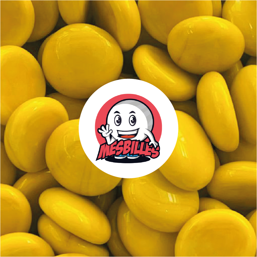 1 Canica plana 18 mm Perla Amarilla