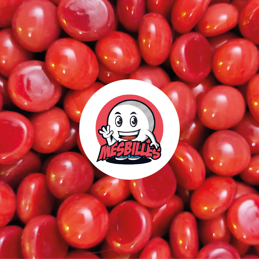 1 Canica plana 18 mm Perla Roja