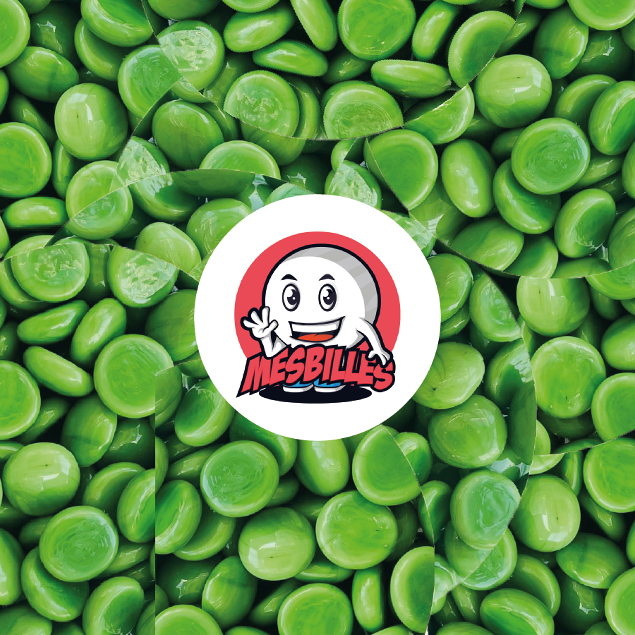 1 Canica plana 18 mm Perla Verde