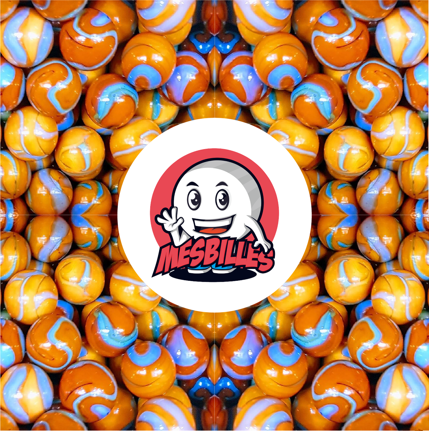 1 Canica Naranja-Turquesa 16 mm