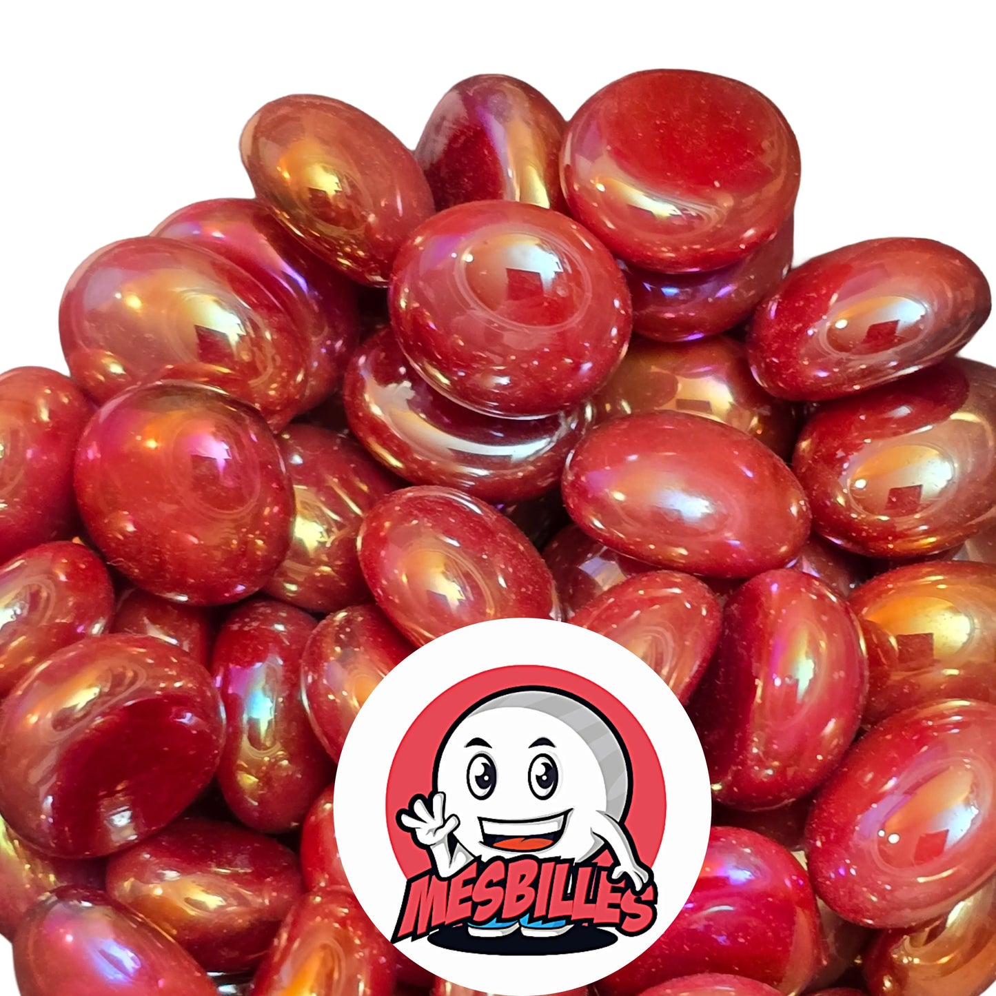 Pour Décorer, Jouer ou Collectionner, Les Petites Billes Plates Rouge Glossy de MesBilles sont indispensables.