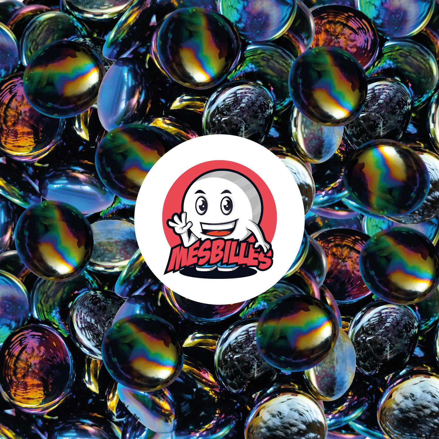 1 Canica Plana Brillante Petróleo 30 mm