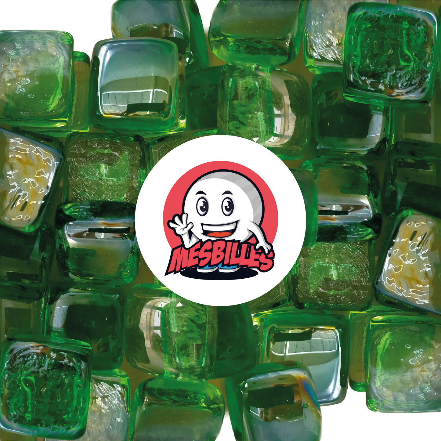 1 Canica Cuadrada Verde Claro