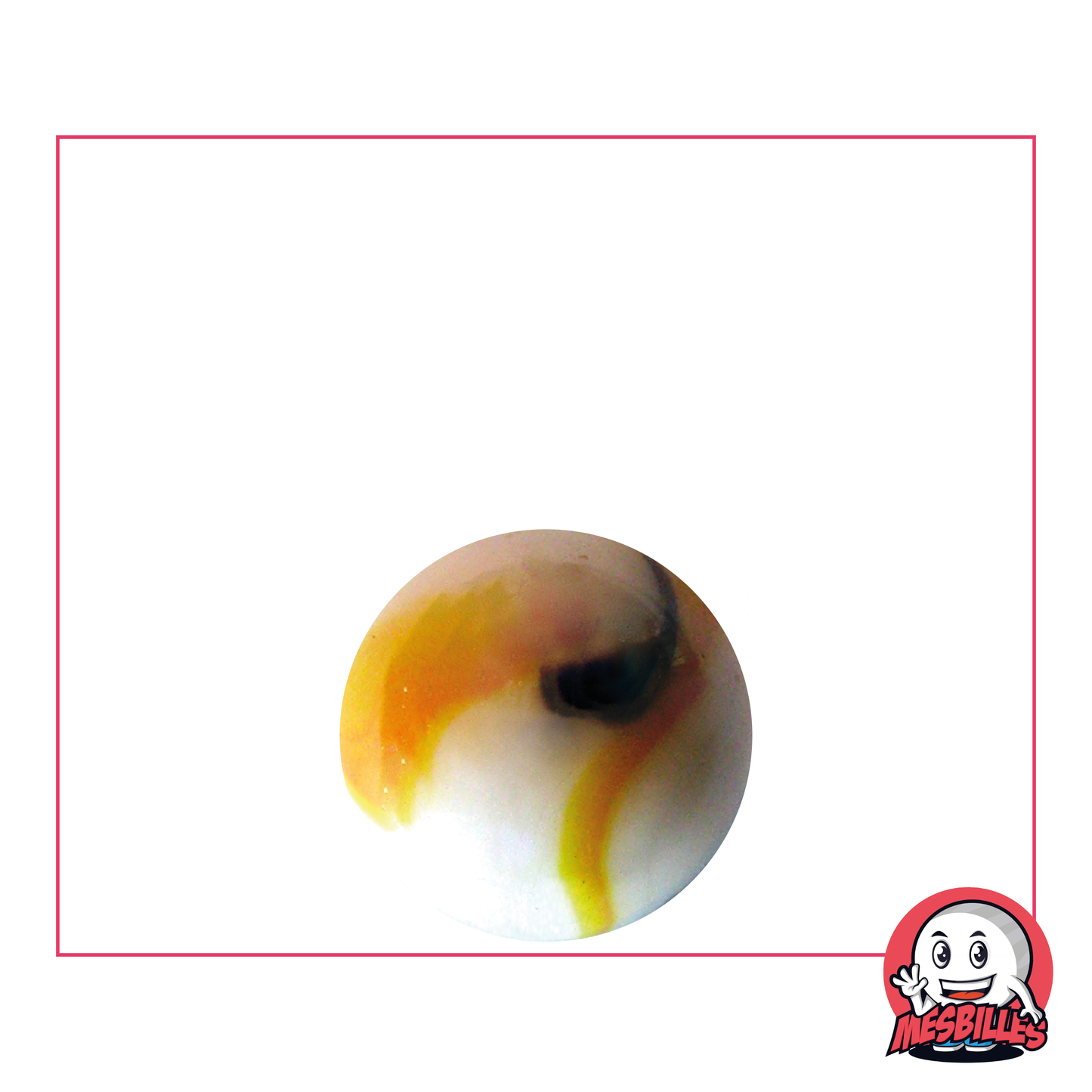 Canica Tigre Amarilla Opaca de color Blanco con rayas Amarillas y Marrones de 16 mm - MisCanicas