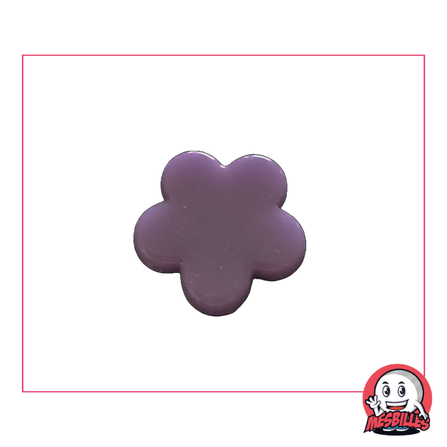 Canica Extraplana Flor en Cristal Perla Violeta, se utiliza para decorar, jugar y coleccionar.