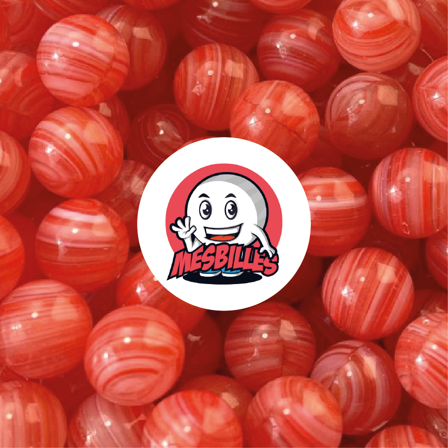 1 Canica Lollipop Roja Rayada 10 mm