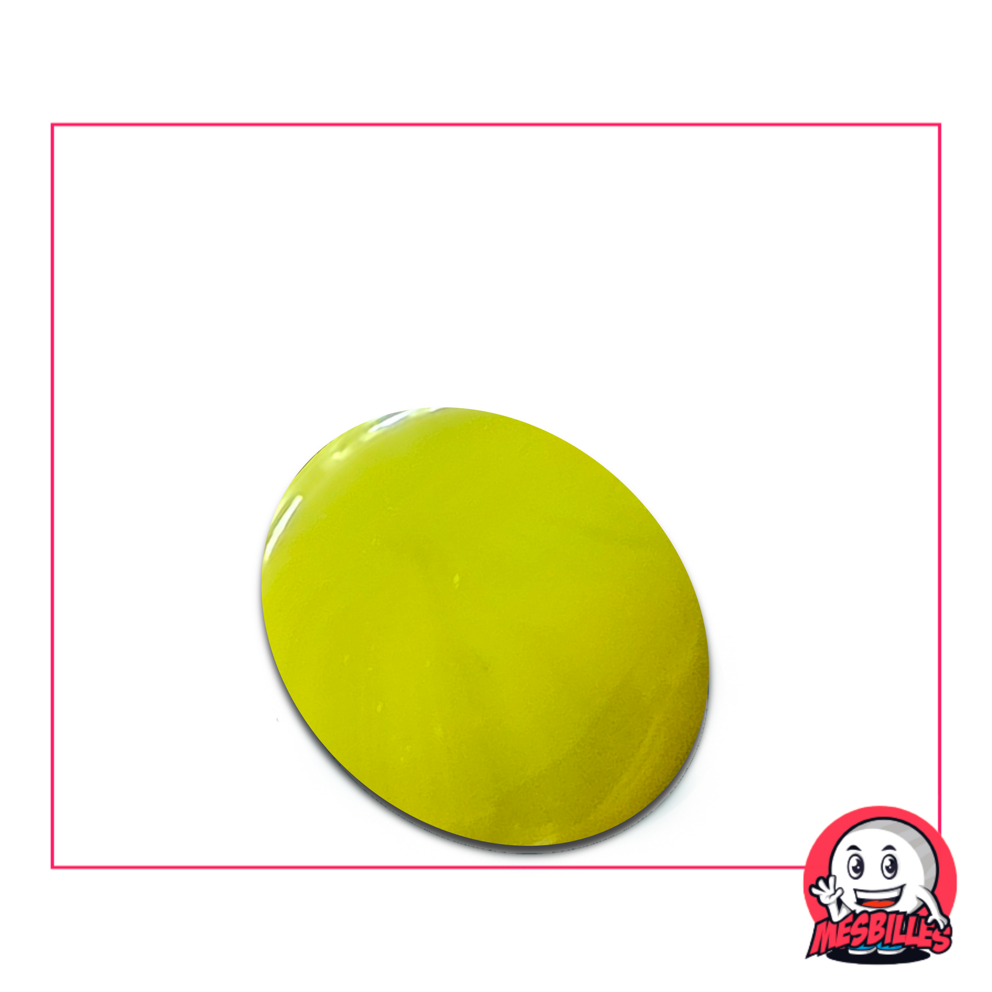 Canica plana verde-amarilla mate de 30 mm llamada Perla Kiwi-Limón: vendida por unidades en MisCanicas.com