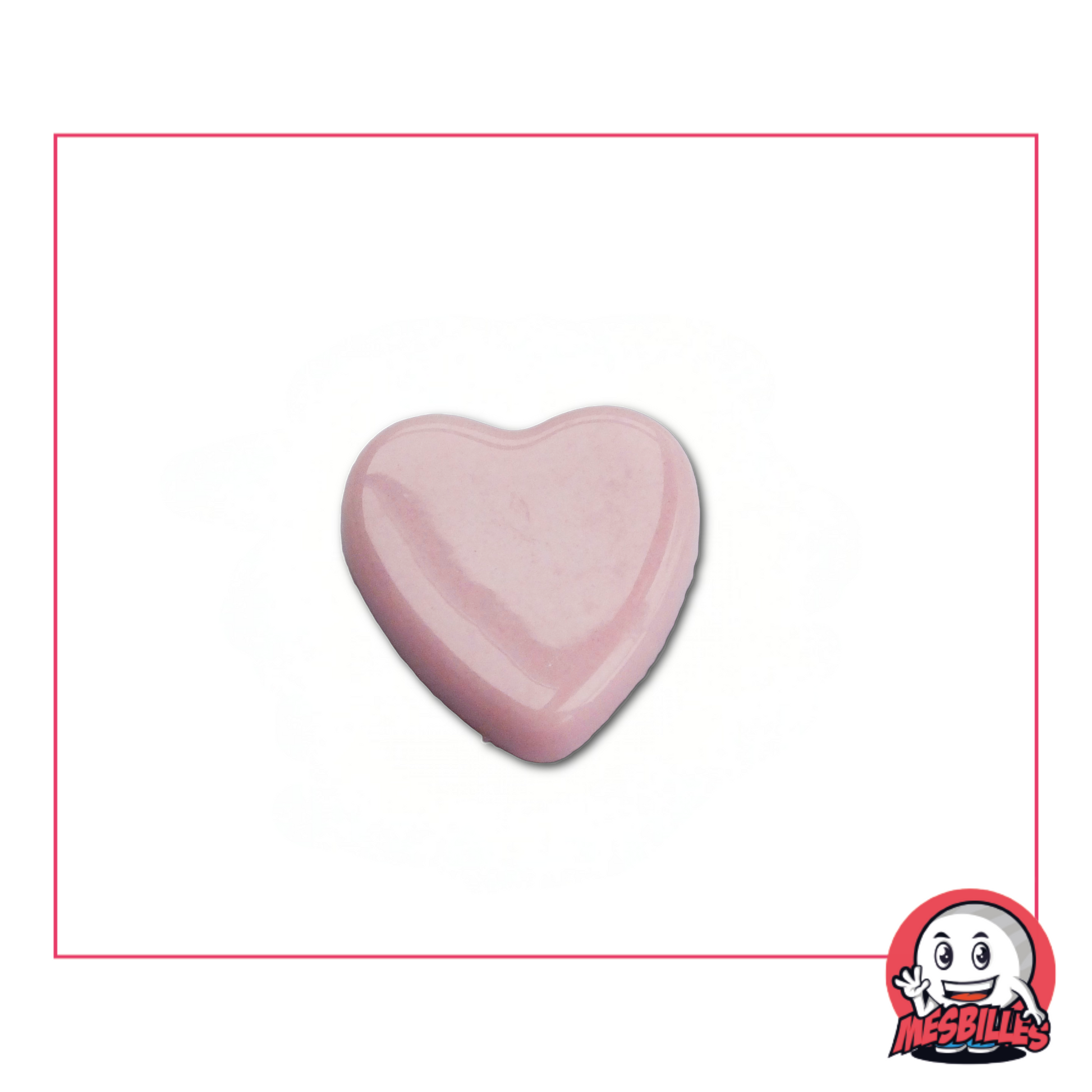 1 Canica Corazón Perla Rosa extra plana
