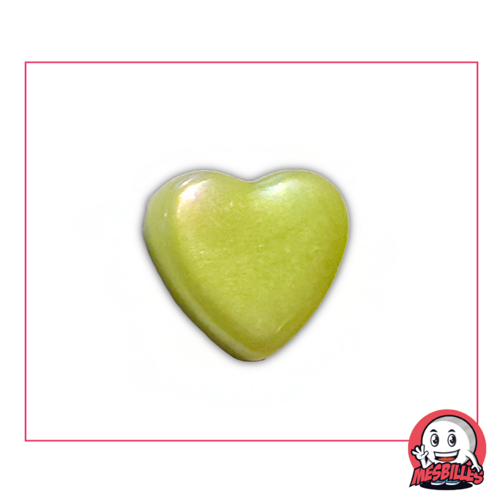 1 Canica Corazón Verde-Amarillo Brillante extra plana