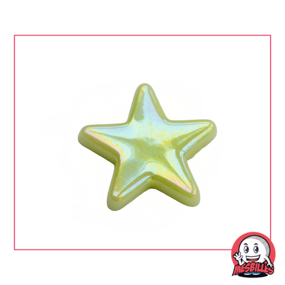 1 Canica estrella Brillante Verde-Amarillo extra plana