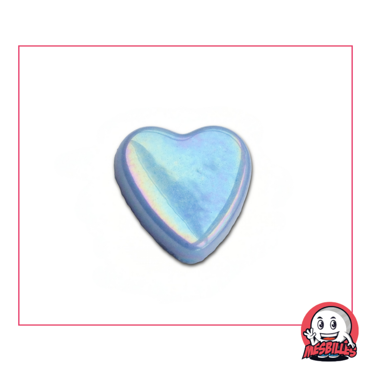 1 Canica Corazón Azul Brillante extra plana