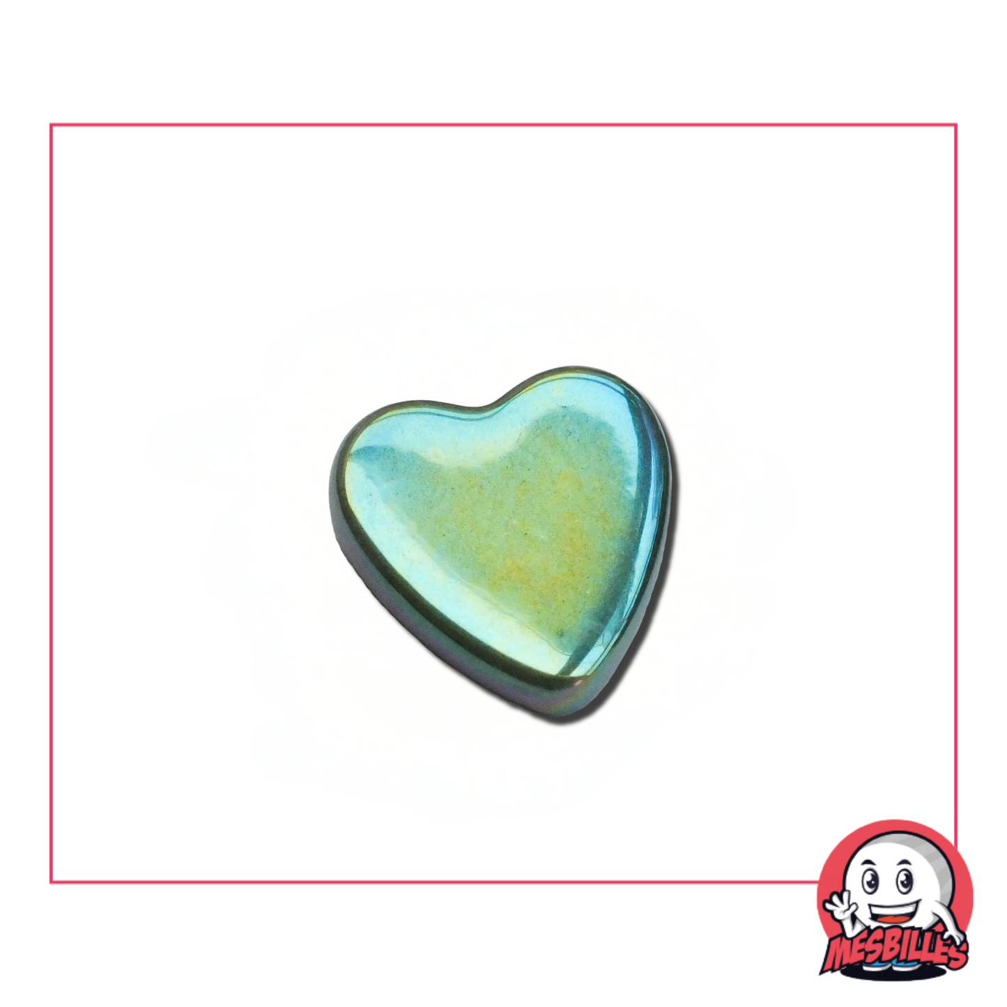 1 Canica Corazón Verde Brillante extra plana
