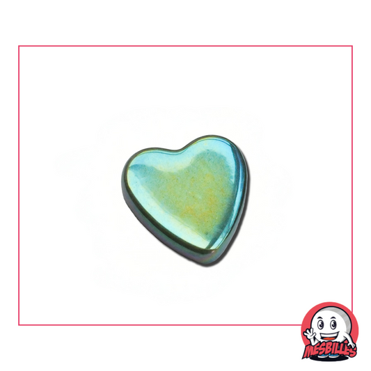 1 Canica Corazón Verde Brillante extra plana