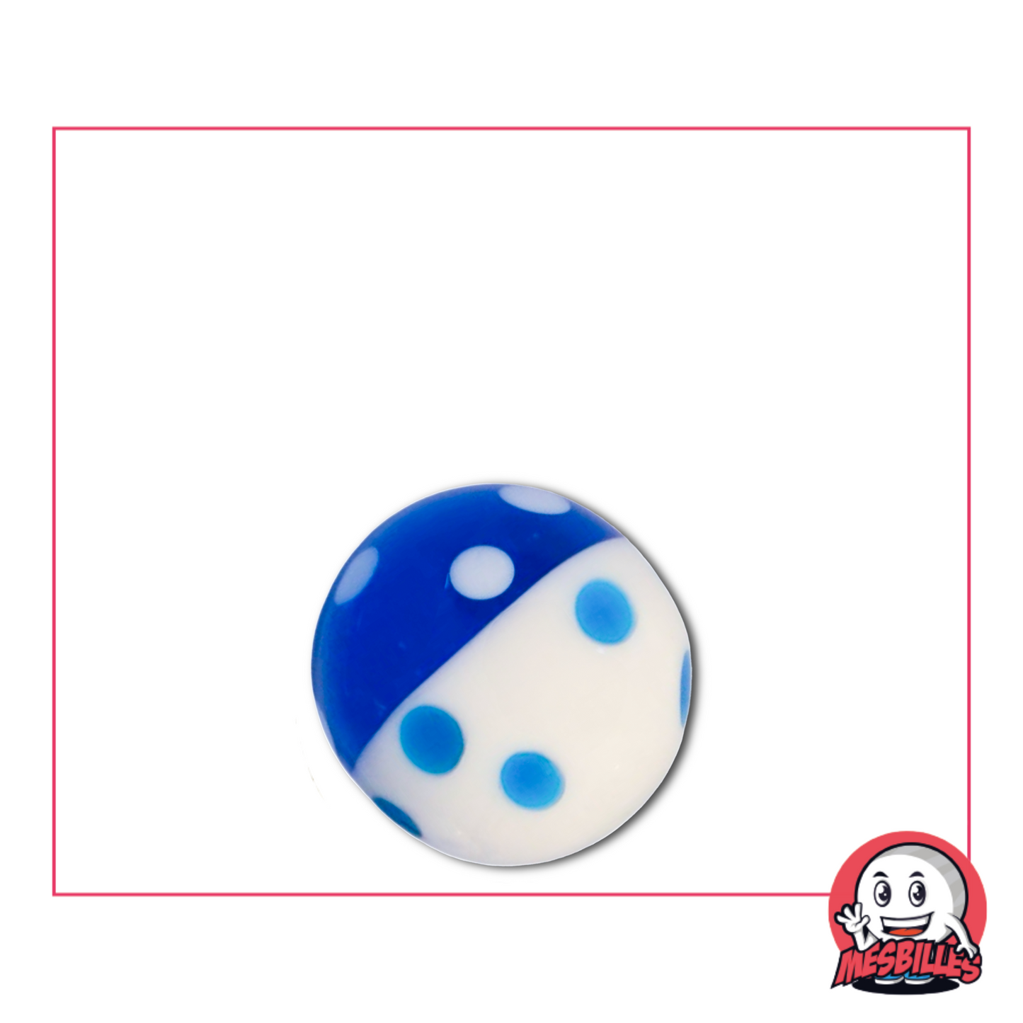 Canicas artísticas azules y blancas de 16 mm, motivo marinero con lunares