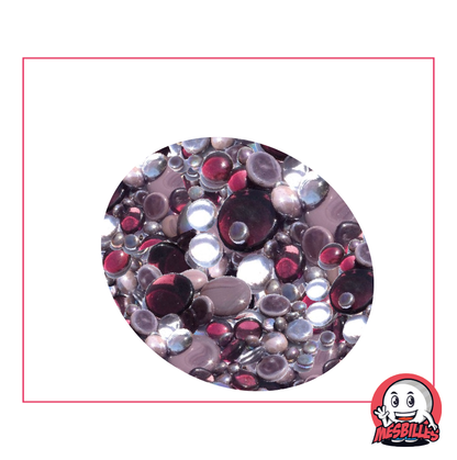 Canicas planas en violeta, transparentes y opacas brillantes, 30 mm, 18 mm, 12 mm