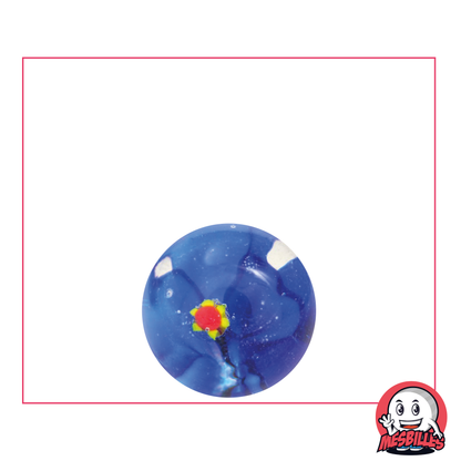 Canica de arte Flor 3D Azul de 16 mm, canica de vidrio translúcido con una flor azul incrustada