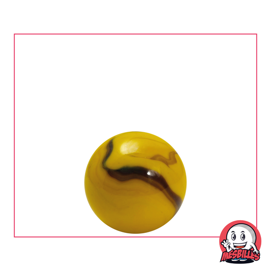 Canica Abeja de 16 mm, canica de vidrio opaco de color amarillo con ondas marrones en la superficie