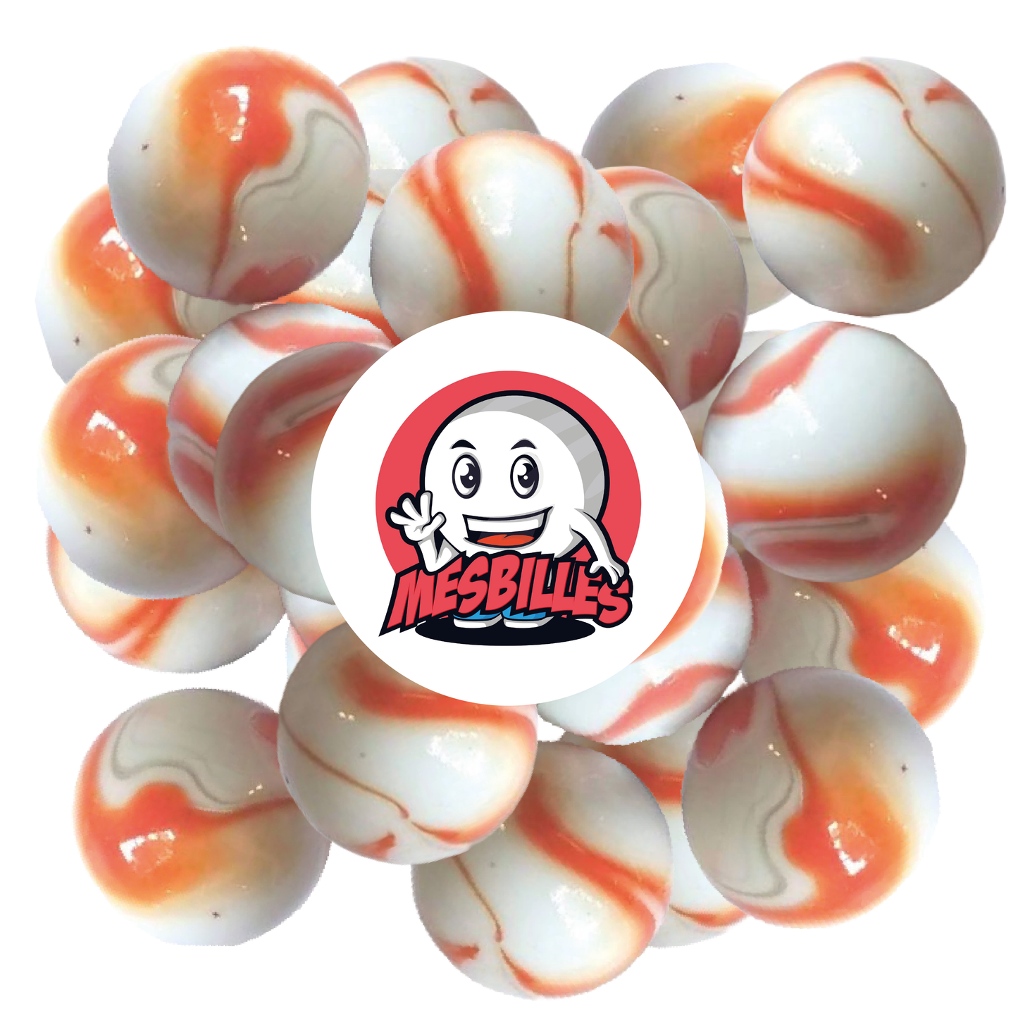 1 Canica Arlequín Naranja 25 mm