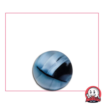 Bille Art Chafouin Bleu 16 mm brillante – bille espiègle bleue et noire, création originale MesBilles