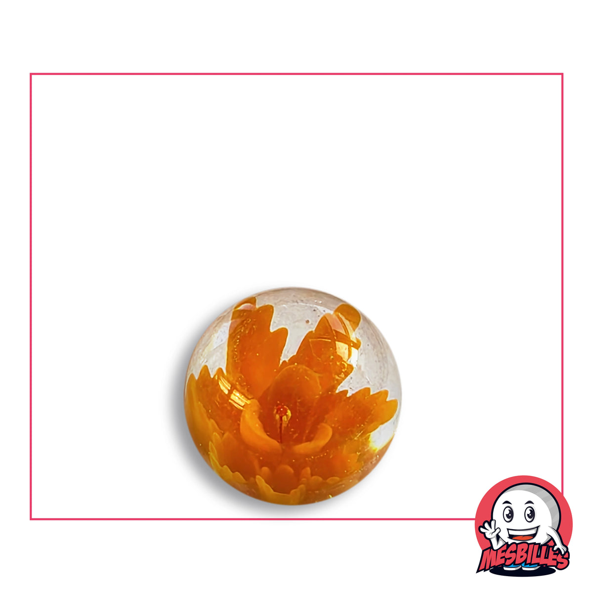 Bille Art Pissenlit Orange 16 mm verre de Bohême