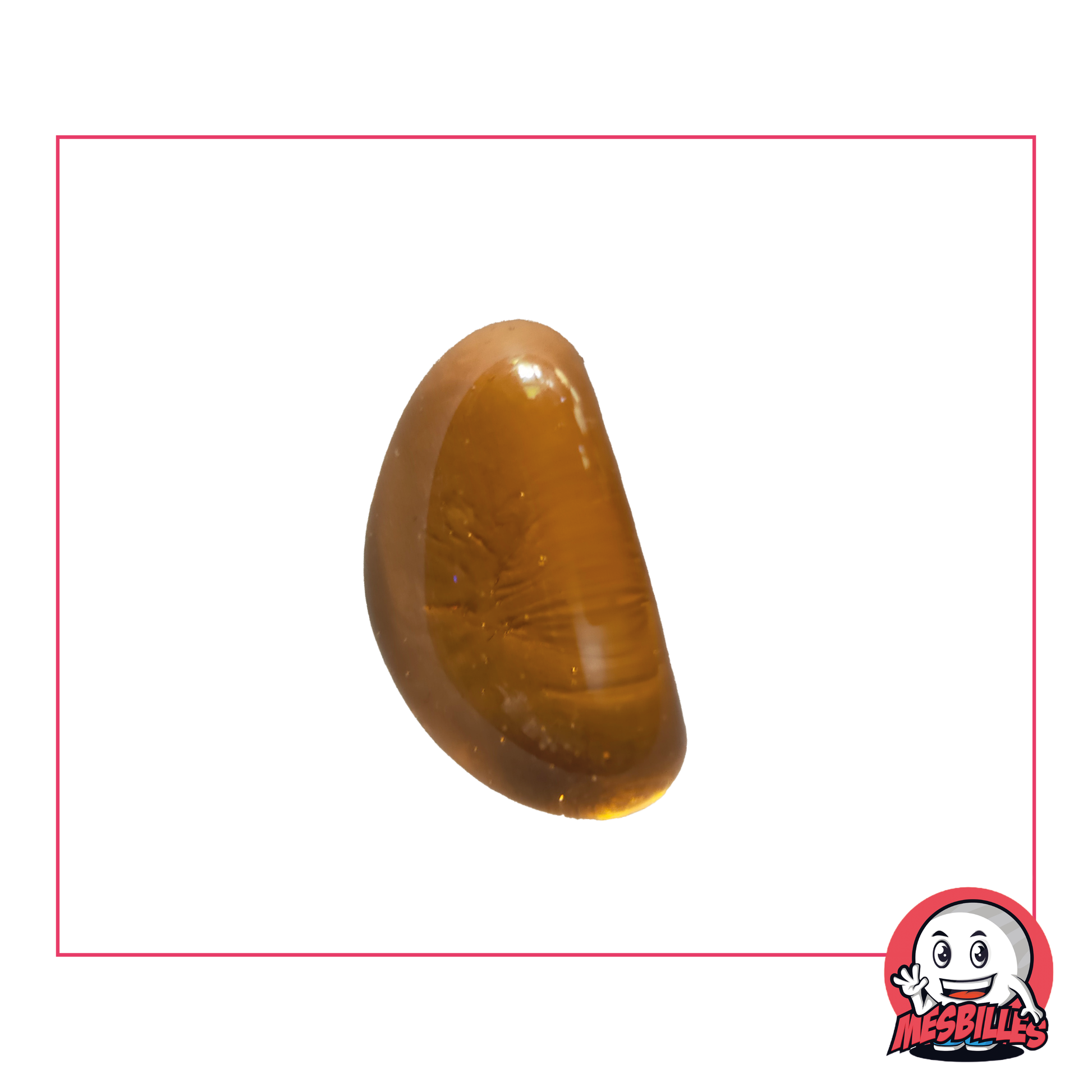 Canica color Melocotón en vidrio translúcido, perfecta para arte y decoración, dimensiones 25x15 mm.