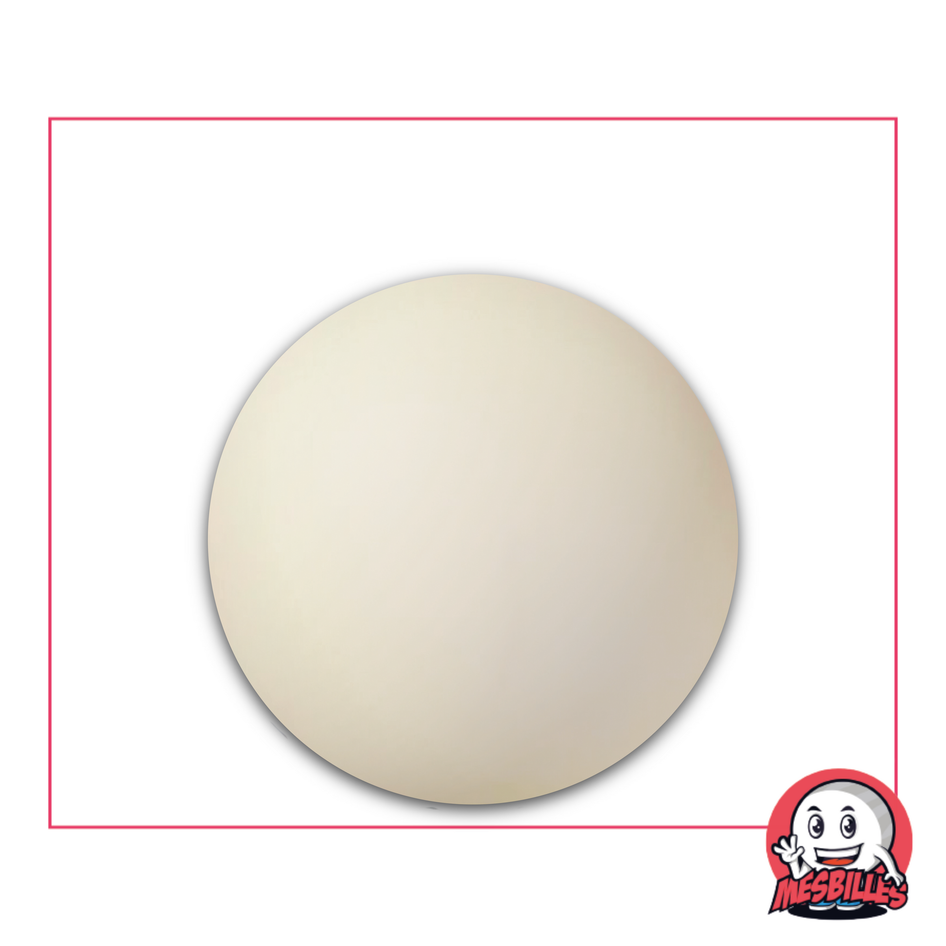 Foto de una canica redonda Iceberg blanca de 30 mm, con superficie mate y esmerilada, disponible por unidad en MisCanicas.