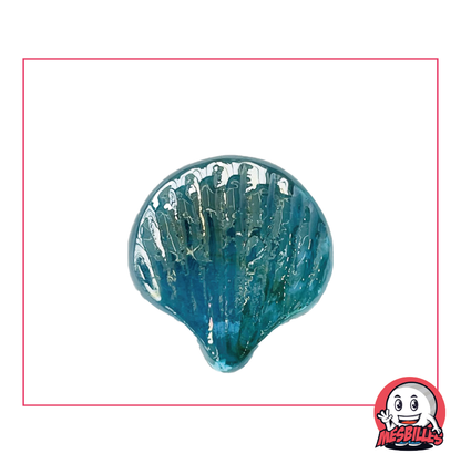 Canica con forma de concha azul claro, el océano de las canicas con formas en MisCanicas