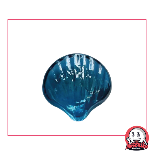 Canica Concha de vidrio translúcido de color azul intenso, forma plana, tamaño 30 mm