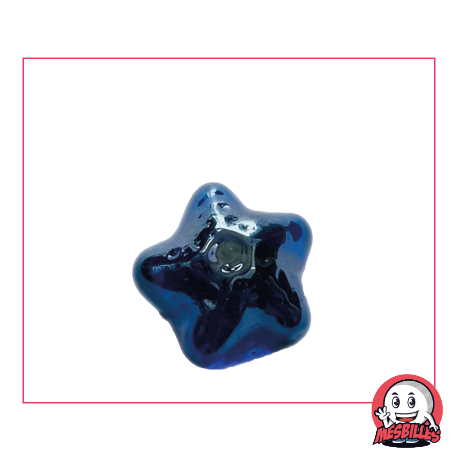 Canica Estrella Marina de cristal translúcido azul noche, forma plana, tamaño 35 mm - MisCanicas