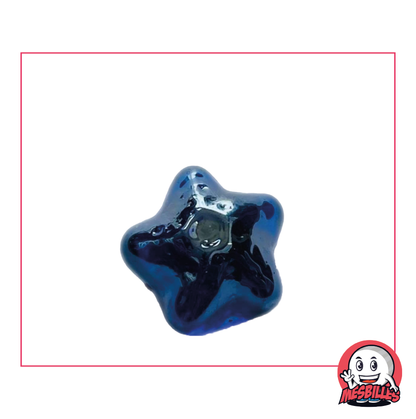 Canica Estrella Marina de cristal translúcido azul noche, forma plana, tamaño 35 mm - MisCanicas