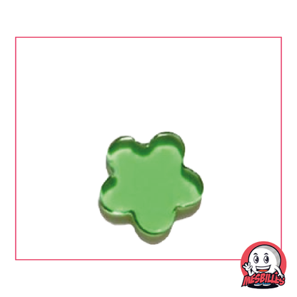 Canica Extraplana Flor en Cristal Translúcido Verde - MisCanicas