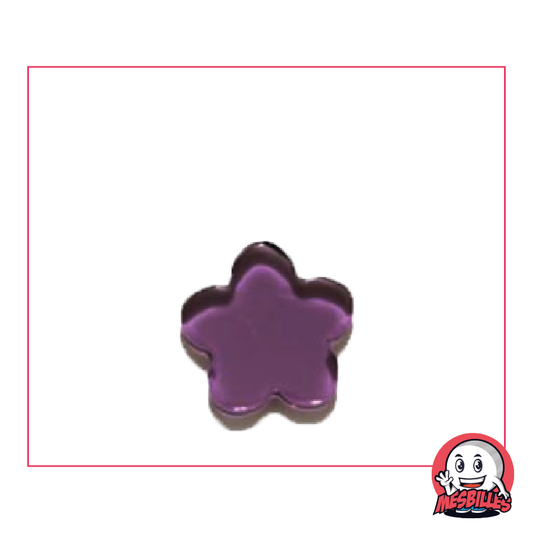 Canica Extraplana Flor en cristal translúcido violeta, tamaño 25 mm - MisCanicas