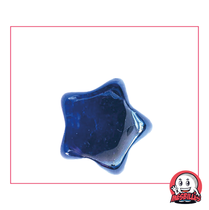 Canica Hollywood de vidrio translúcido azul oscuro de forma plana, tamaño 2 cm - MisCanicas