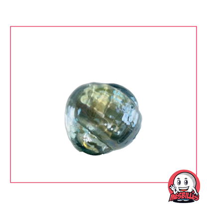 Canica Neptunéa de vidrio translúcido color cristal, forma plana, tamaño 30 mm - MisCanicas