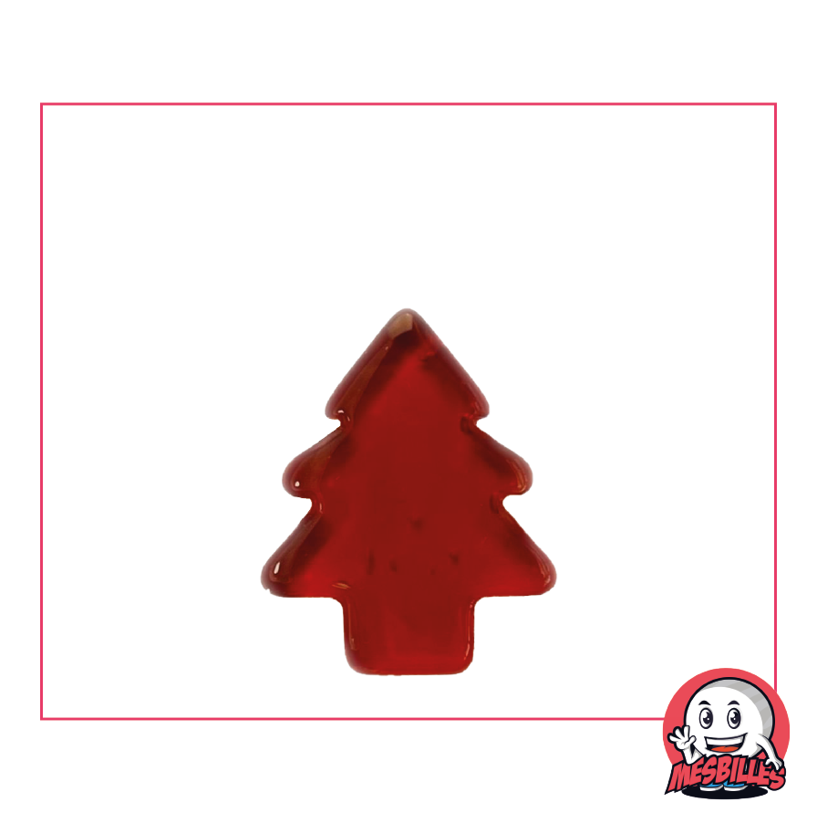 Canica Extraplana Árbol de Navidad Rojo de Vidrio Translúcido - Decoración y Juego Festivo - MisCanicas