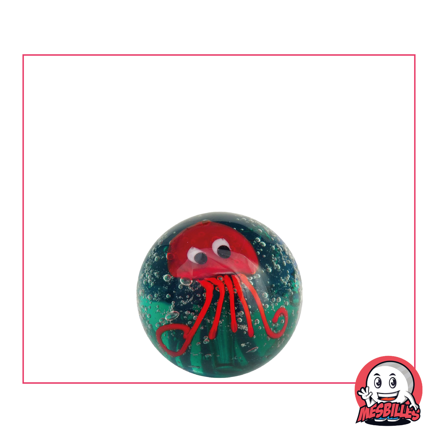Canica Pulpo Rojo 16 mm artesanal, una joya escarlata para tu colección acuática