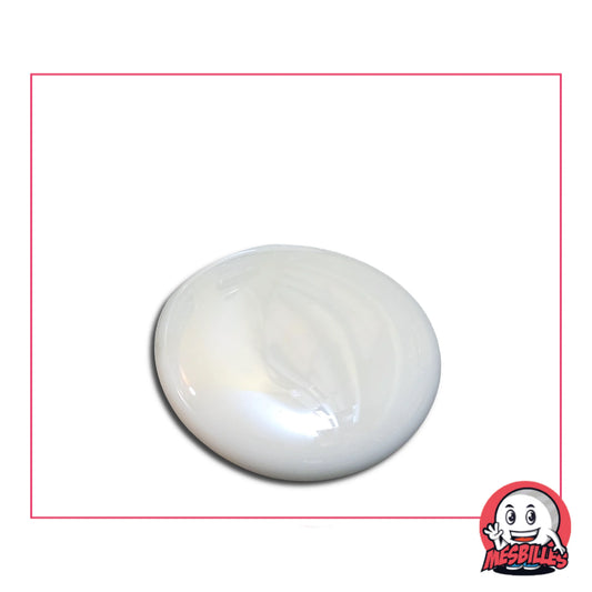 Grande bille plate Glossy Blanc de 30 mm, galet de verre opaque brillant