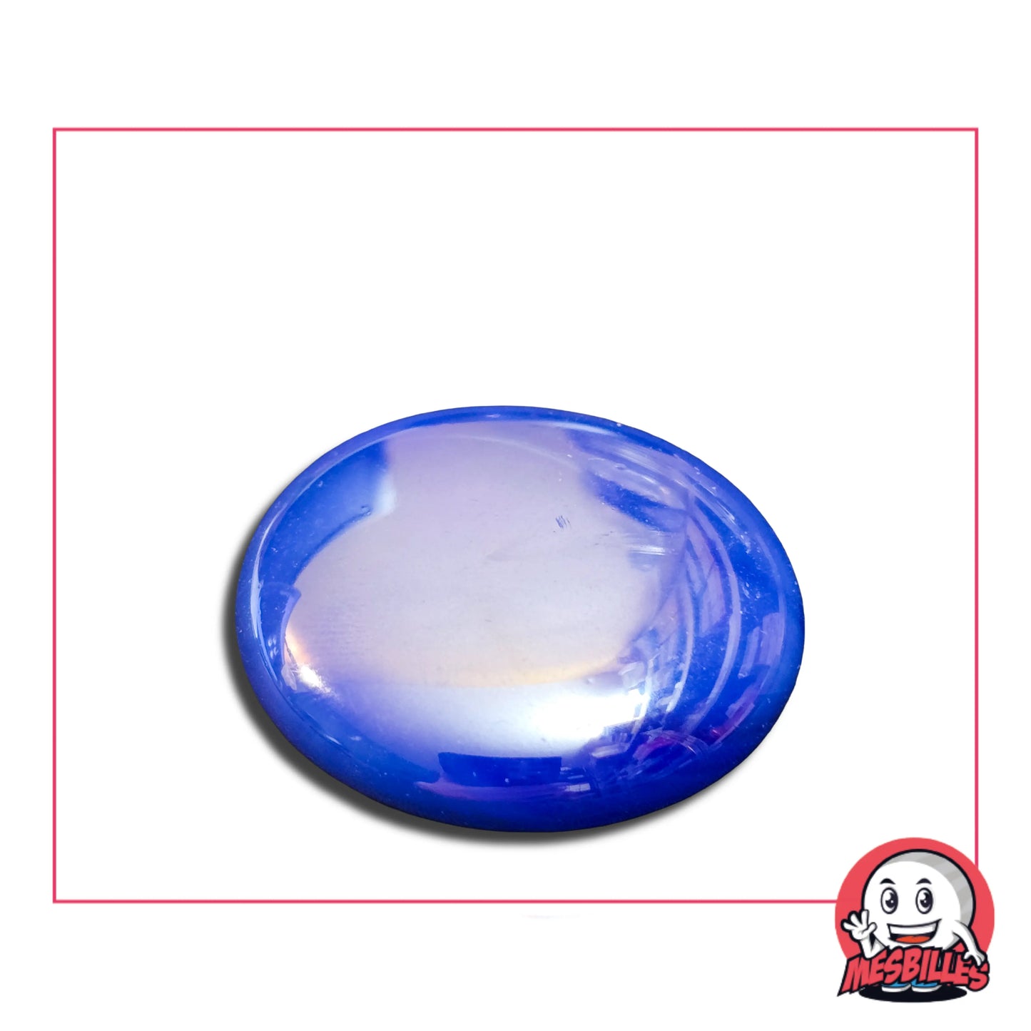 Très Grande Bille Plate en verre Opaque et Brillant de Couleur Bleu-Nuit&nbsp;- Pour Jouer, Décorer ou Collectionner, avec MesBilles.