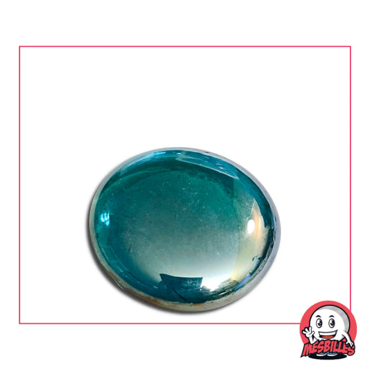 Très Grande Bille Plate en verre Translucide et Brillant de Couleur Bleu Canard Irisée&nbsp;- Pour Jouer, Décorer ou Collectionner, avec MesBilles.