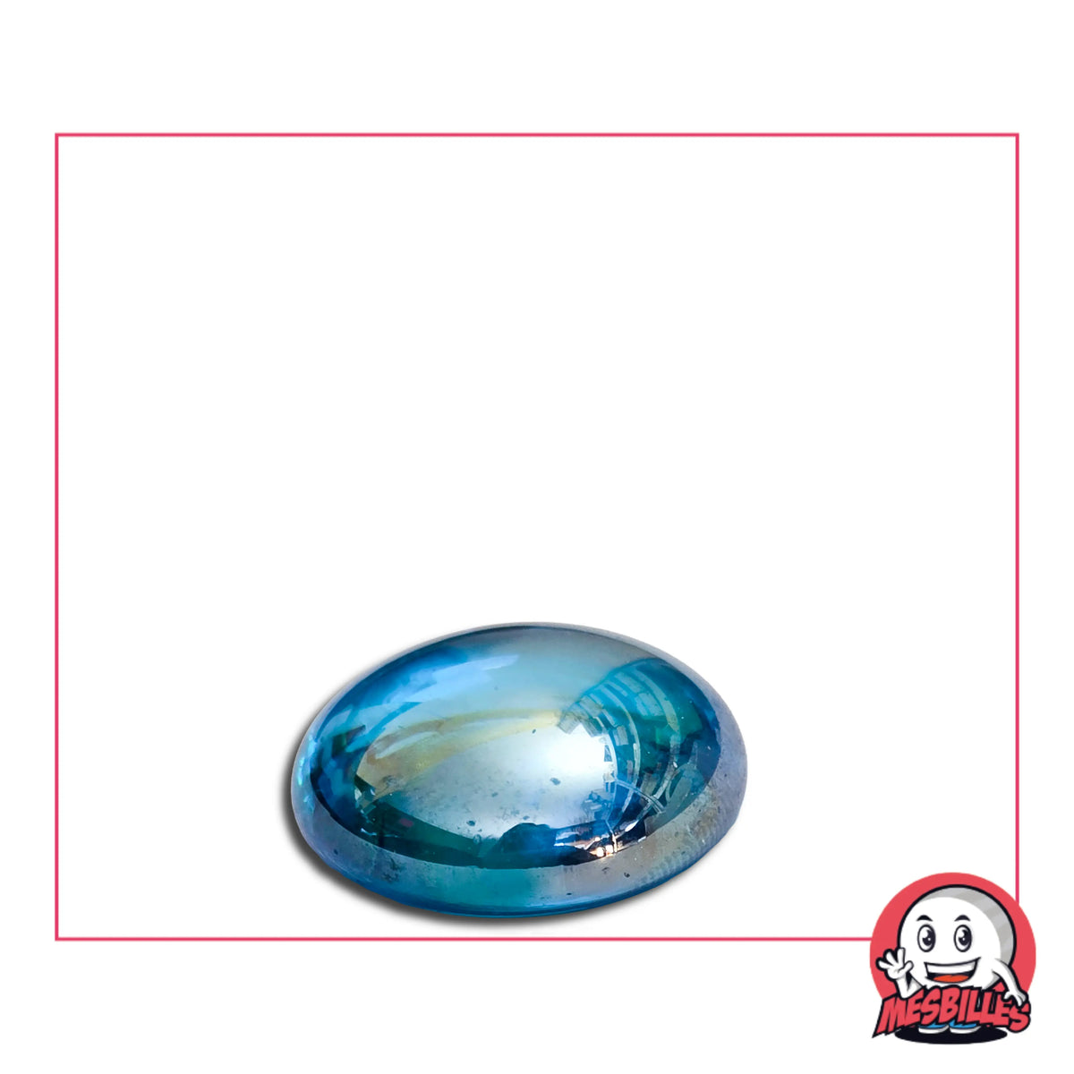 1 Canica Plana Irisada Azul Claro 18 mm